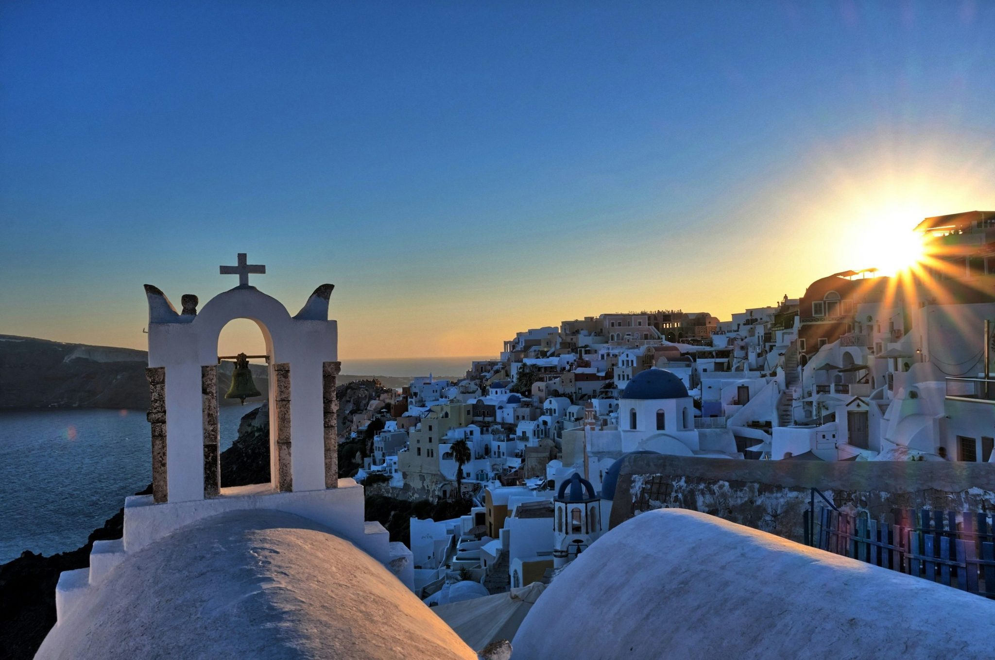 Sunset over a chapel on Mykonos